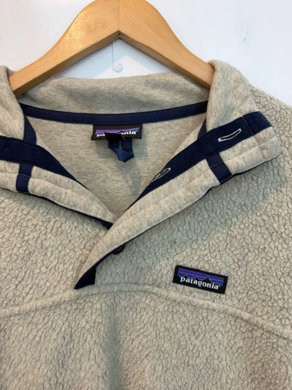 Patagonia Men's Shearling Button Pullover Sweatshirt Size Large Oatmeal Heather